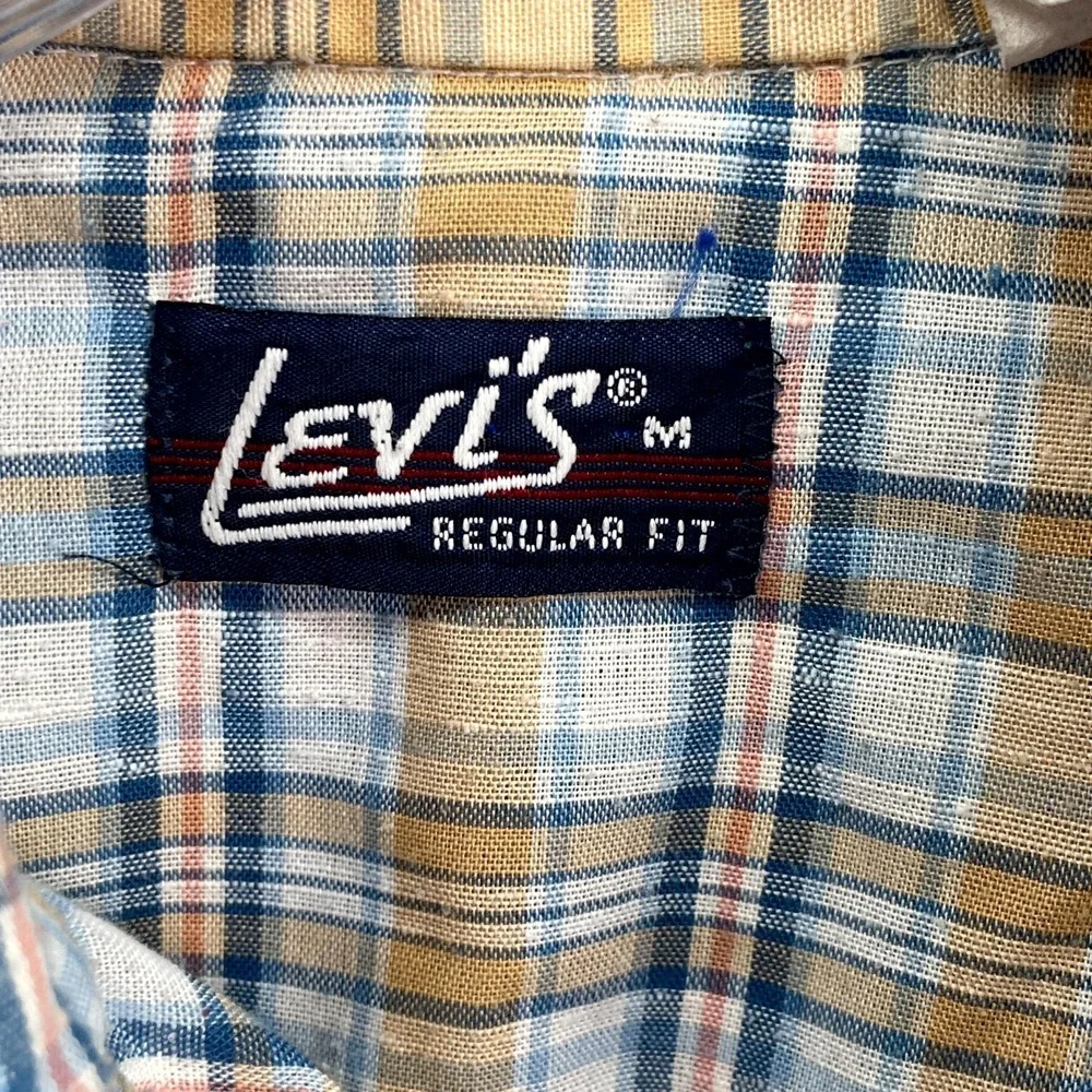 VTG Levi's Shirt‎ Mens Medium Plaid Pearl Snap Cowboy Western Rodeo Made in USA